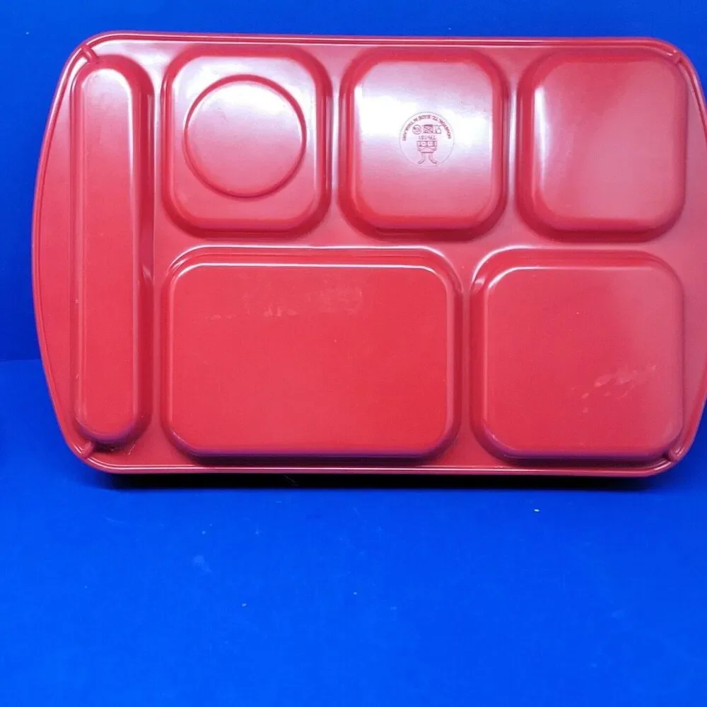 G.E.T. Enterprises TR-151 6 Compartment Cafeteria Trays Red Bundle of 6